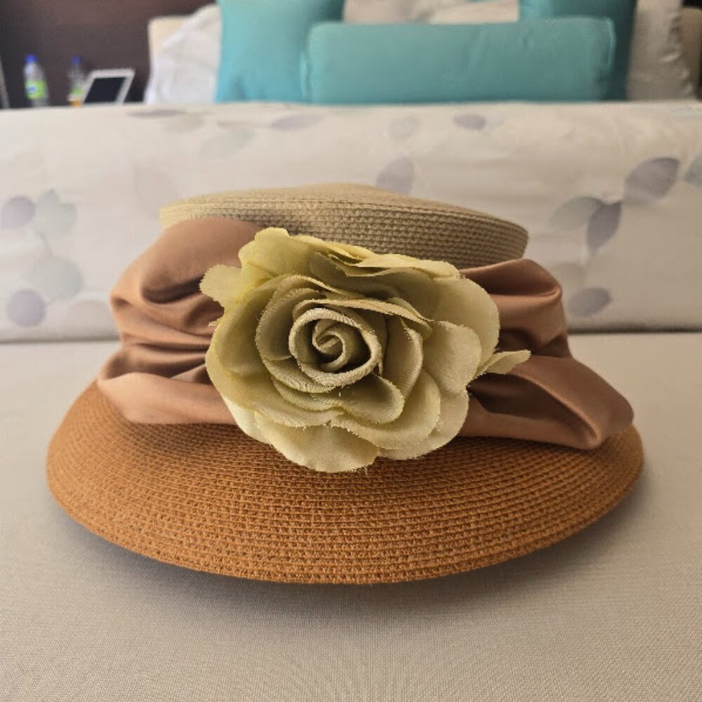 Women's Straw Derby Formal Floral Hat